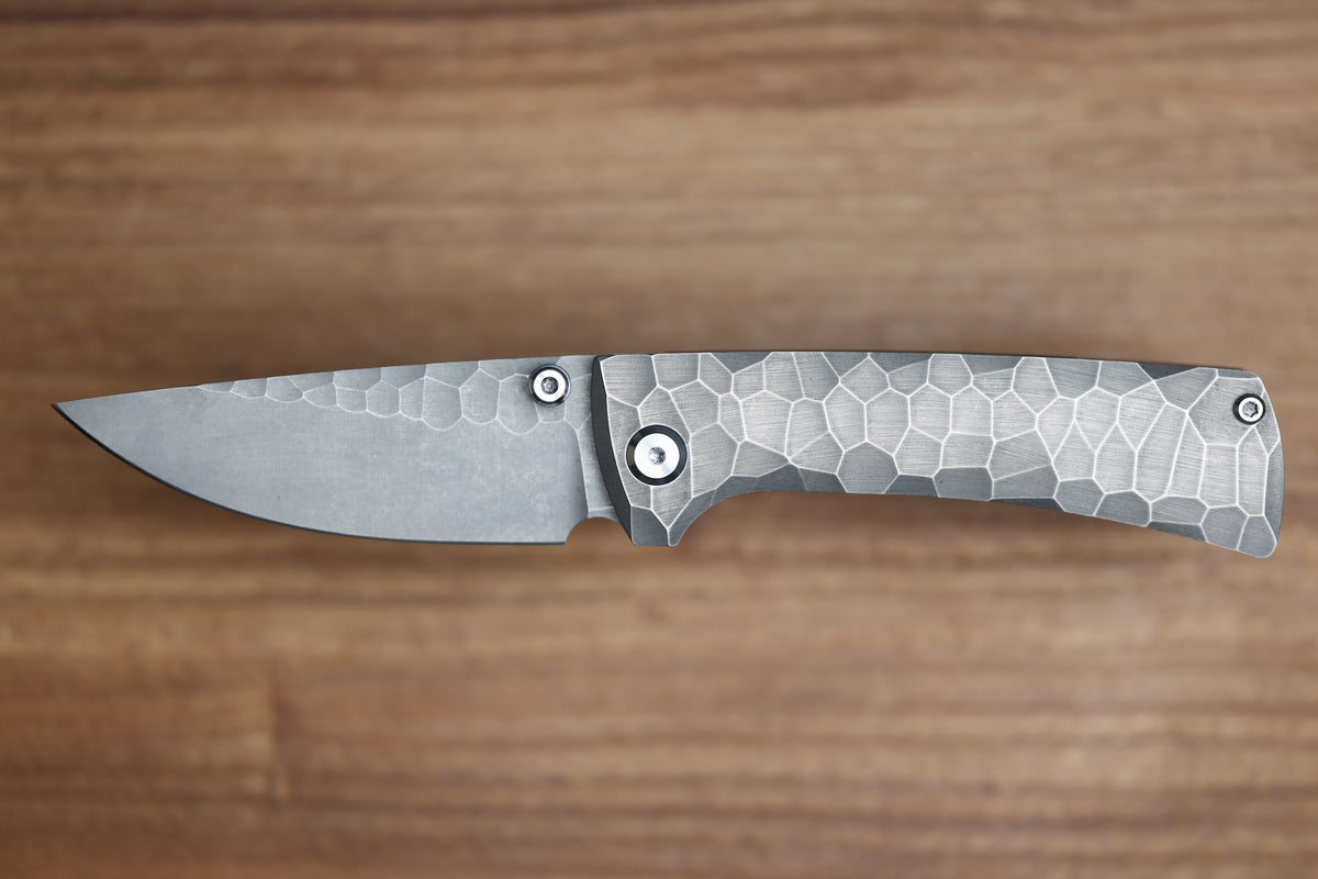 CHAVES KNIVES RCK9 FULL ROCKED TITANIUM STONEWASH 3.25" DROP POINT M390