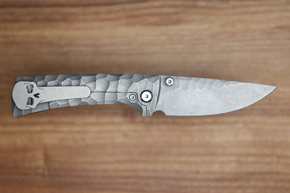 CHAVES KNIVES RCK9 FULL ROCKED TITANIUM STONEWASH 3.25" DROP POINT M390