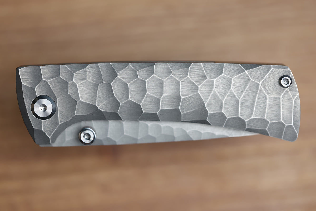CHAVES KNIVES RCK9 FULL ROCKED TITANIUM STONEWASH 3.25" DROP POINT M390