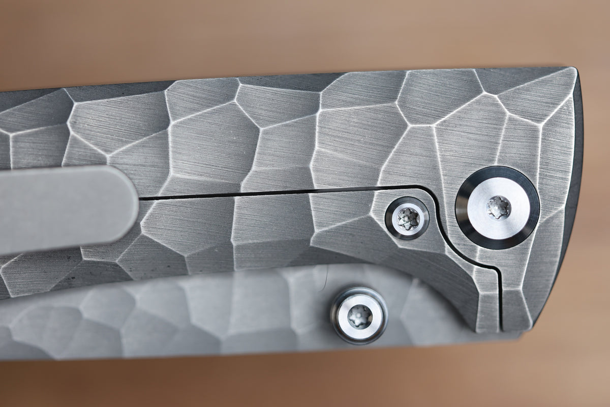 CHAVES KNIVES RCK9 FULL ROCKED TITANIUM STONEWASH 3.25" DROP POINT M390