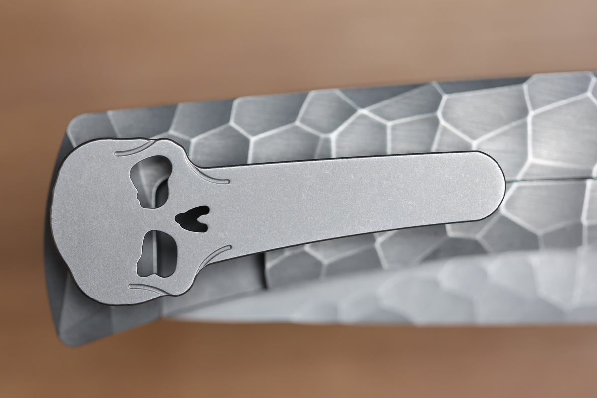 CHAVES KNIVES RCK9 FULL ROCKED TITANIUM STONEWASH 3.25" DROP POINT M390