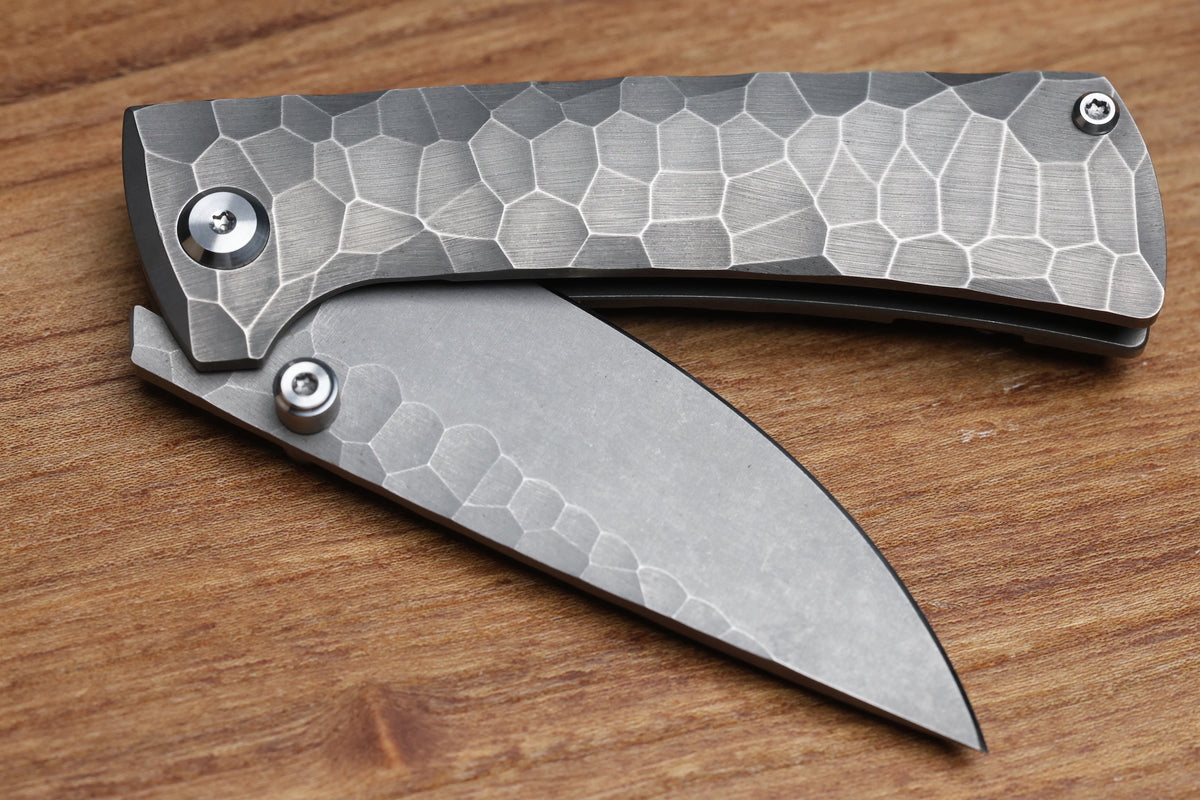 CHAVES KNIVES RCK9 FULL ROCKED TITANIUM STONEWASH 3.25" DROP POINT M390