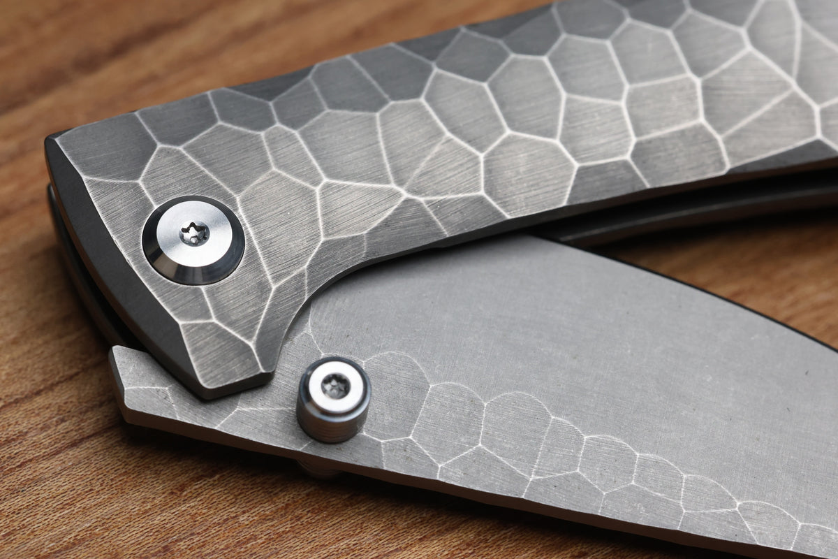 CHAVES KNIVES RCK9 FULL ROCKED TITANIUM STONEWASH 3.25" DROP POINT M390