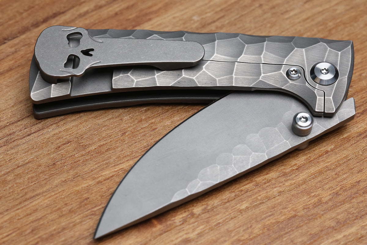 CHAVES KNIVES RCK9 FULL ROCKED TITANIUM STONEWASH 3.25" DROP POINT M390