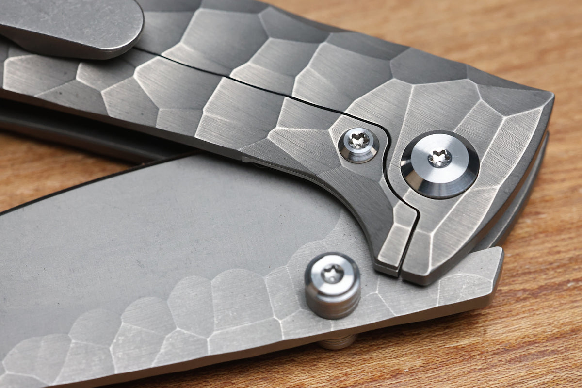 CHAVES KNIVES RCK9 FULL ROCKED TITANIUM STONEWASH 3.25" DROP POINT M390