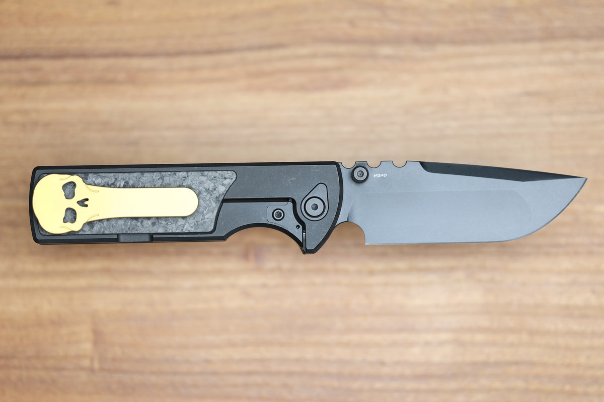 CHAVES KNIVES NTAK 229 BLACK PVD TITANIUM SHREDDED CARBON FIBER INLAY 3.56" DROP POINT BLACK PVD 50 SERIES