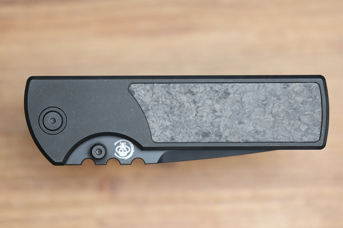 CHAVES KNIVES NTAK 229 BLACK PVD TITANIUM SHREDDED CARBON FIBER INLAY 3.56" DROP POINT BLACK PVD 50 SERIES