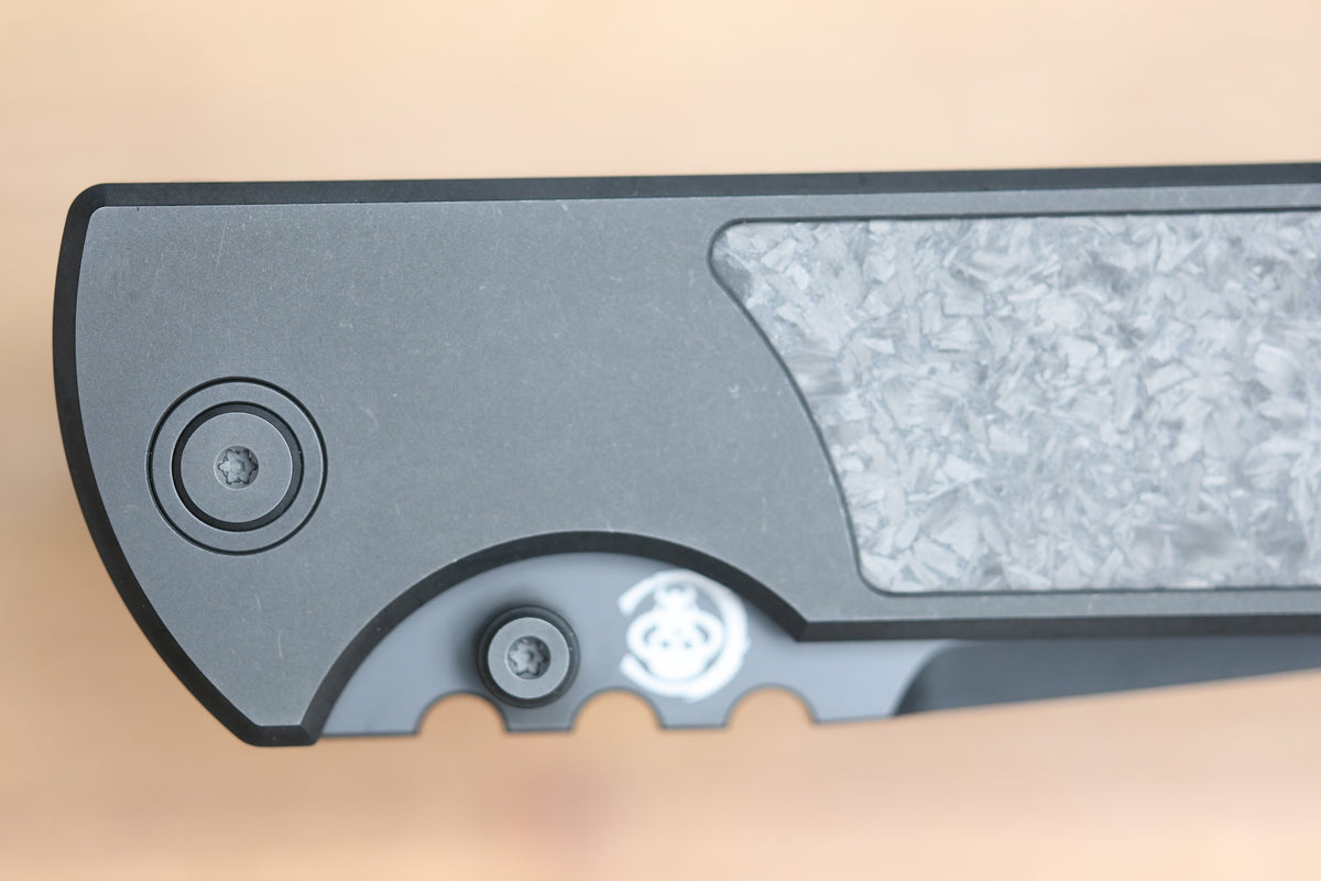 CHAVES KNIVES NTAK 229 BLACK PVD TITANIUM SHREDDED CARBON FIBER INLAY 3.56" DROP POINT BLACK PVD 50 SERIES