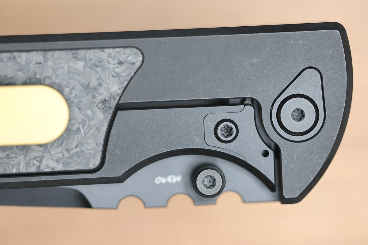 CHAVES KNIVES NTAK 229 BLACK PVD TITANIUM SHREDDED CARBON FIBER INLAY 3.56" DROP POINT BLACK PVD 50 SERIES