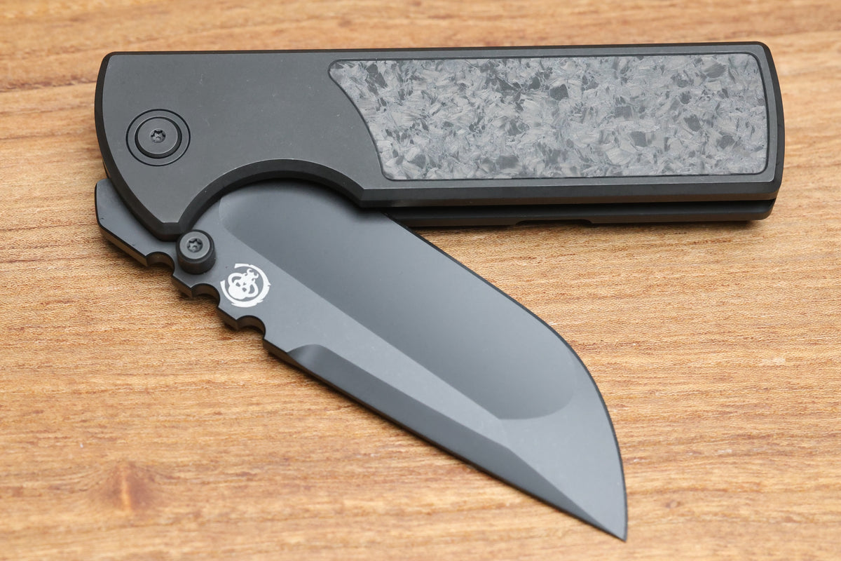 CHAVES KNIVES NTAK 229 BLACK PVD TITANIUM SHREDDED CARBON FIBER INLAY 3.56" DROP POINT BLACK PVD 50 SERIES
