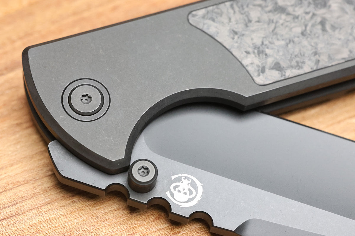 CHAVES KNIVES NTAK 229 BLACK PVD TITANIUM SHREDDED CARBON FIBER INLAY 3.56" DROP POINT BLACK PVD 50 SERIES