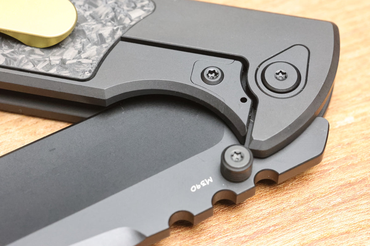 CHAVES KNIVES NTAK 229 BLACK PVD TITANIUM SHREDDED CARBON FIBER INLAY 3.56" DROP POINT BLACK PVD 50 SERIES
