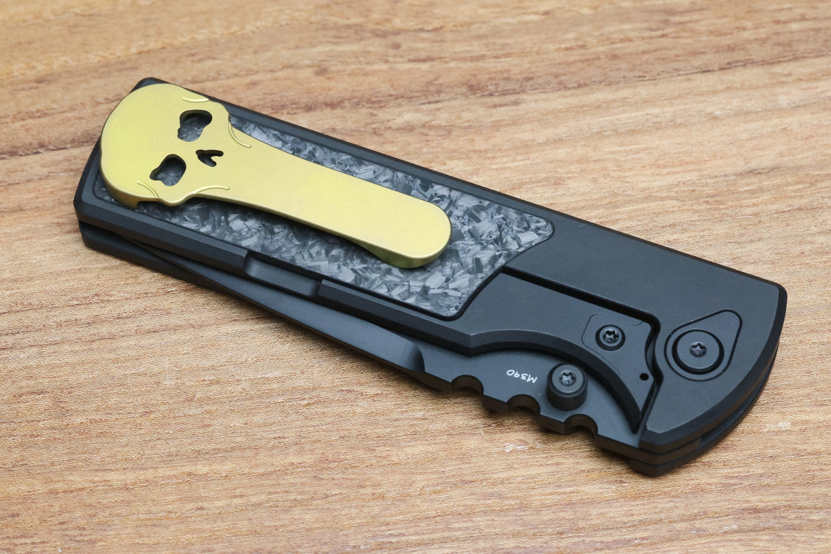 CHAVES KNIVES NTAK 229 BLACK PVD TITANIUM SHREDDED CARBON FIBER INLAY 3.56" DROP POINT BLACK PVD 50 SERIES