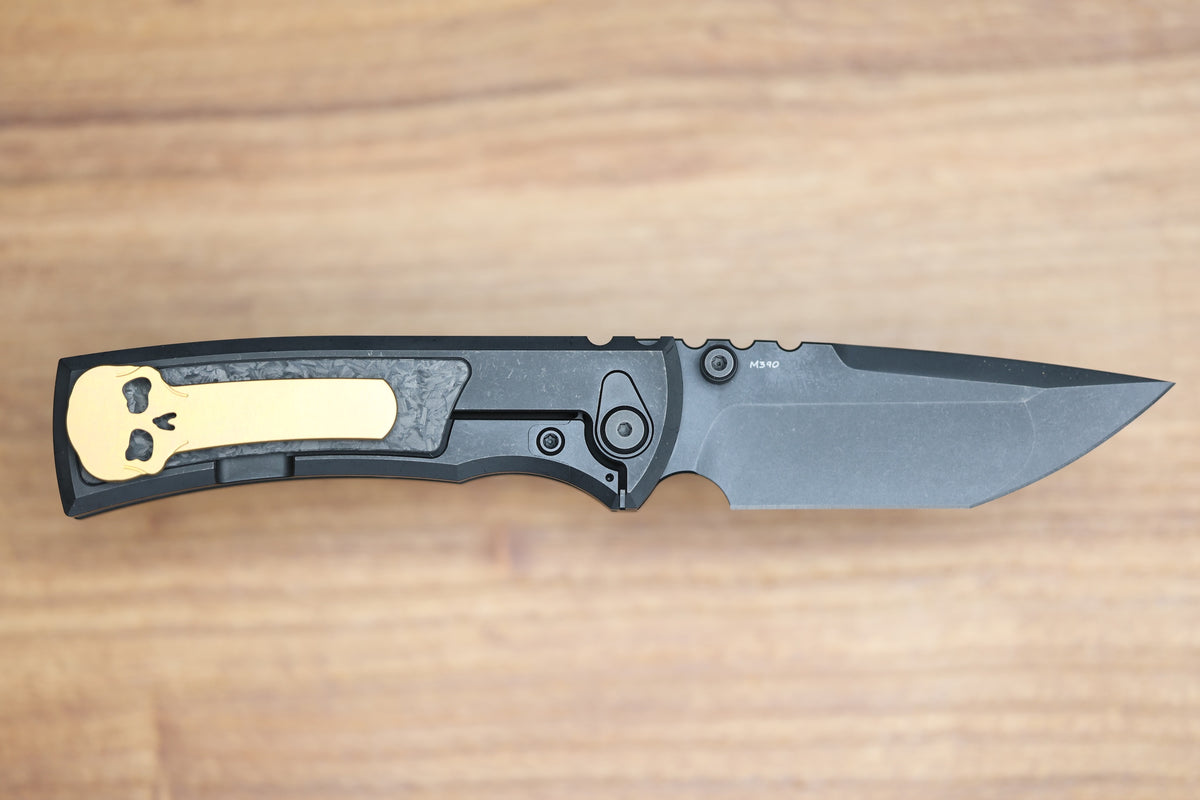 CHAVES REDENCION STREET BLACK PVD TITANIUM SHREDDED CARBON FIBER MAGNETIC INLAY 3.25" M390 TANTO BLACK PVD 50 SERIES