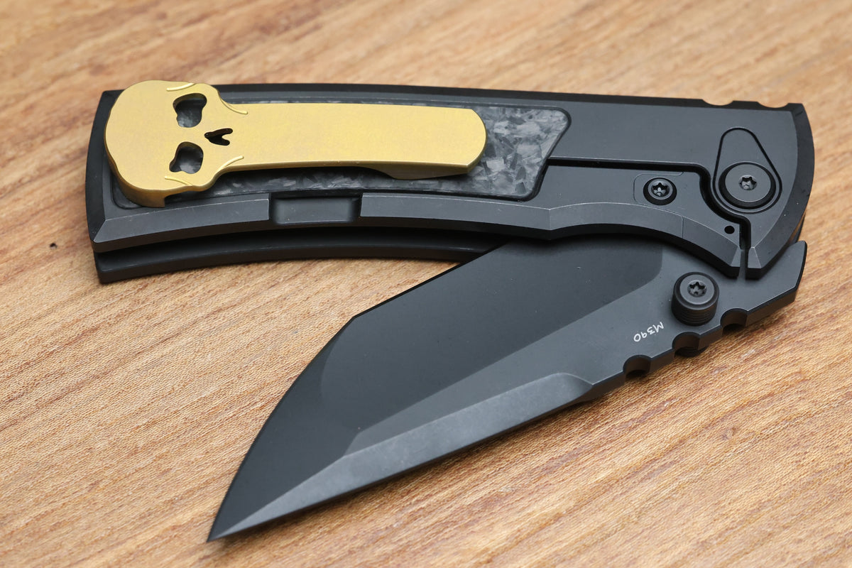 CHAVES REDENCION STREET BLACK PVD TITANIUM SHREDDED CARBON FIBER MAGNETIC INLAY 3.25" M390 TANTO BLACK PVD 50 SERIES