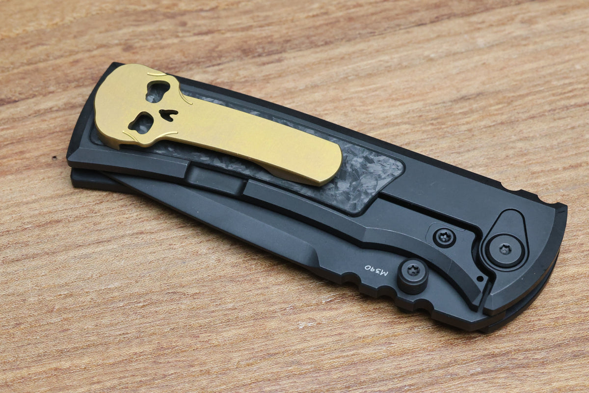 CHAVES REDENCION STREET BLACK PVD TITANIUM SHREDDED CARBON FIBER MAGNETIC INLAY 3.25" M390 TANTO BLACK PVD 50 SERIES