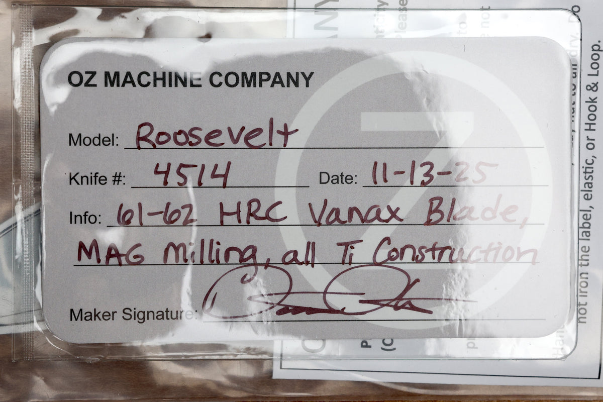 OZ MACHINE COMPANY ROOSEVELT MAG MILLED TITANIUM VANAX BLADE #4514 (PREOWNED)