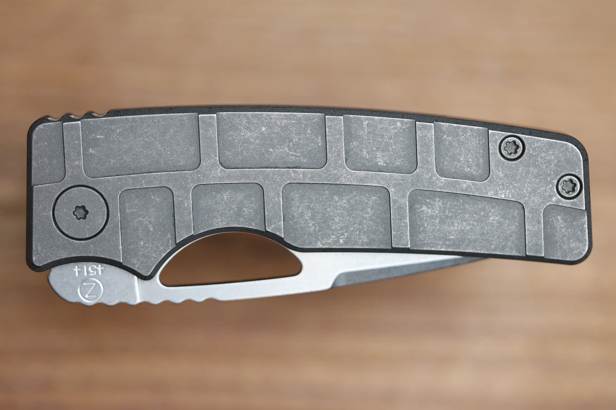 OZ MACHINE COMPANY ROOSEVELT MAG MILLED TITANIUM VANAX BLADE #4514 (PREOWNED)