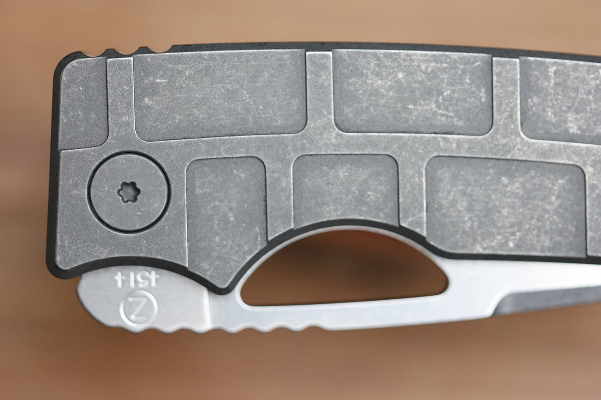 OZ MACHINE COMPANY ROOSEVELT MAG MILLED TITANIUM VANAX BLADE #4514 (PREOWNED)