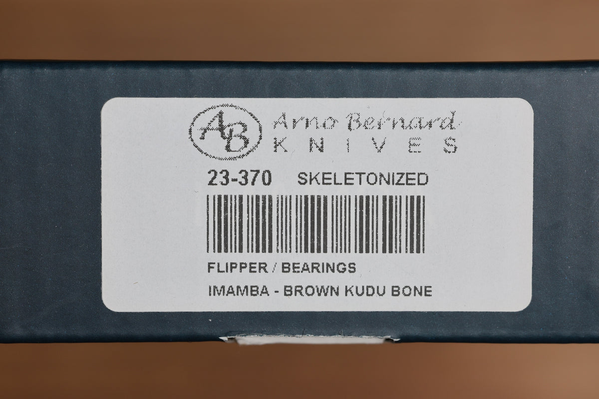 ARNO BERNARD IMAMBA FLIPPER BROWN KUDO BONE INLAY SKELETONIZED RWL34 BLADE (PREOWNED)