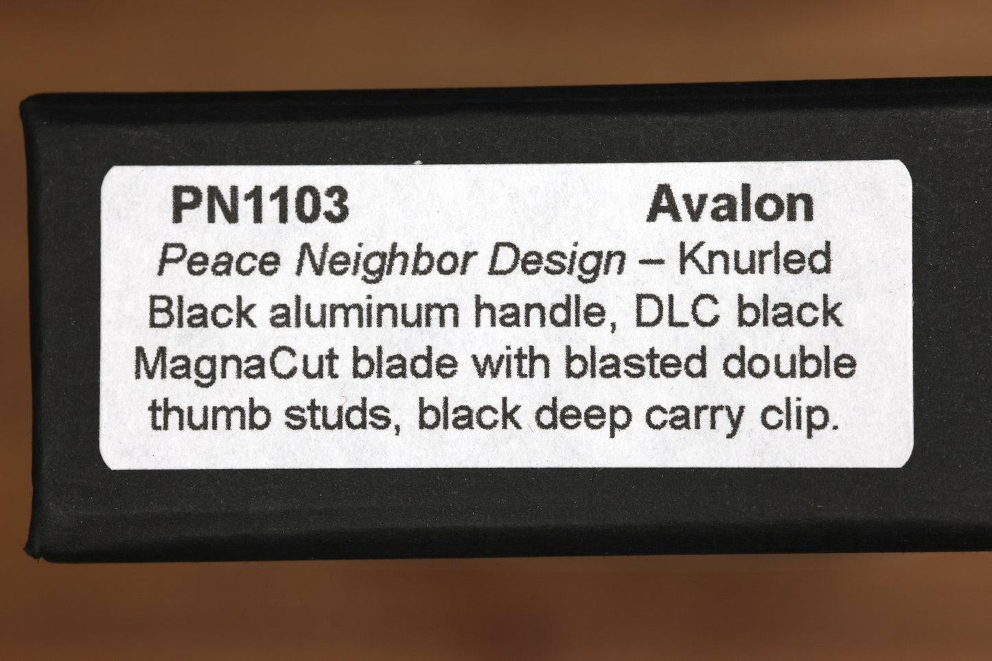 PRO-TECH AVALON PEACE NEIGHBOR W/ KNURLED BLACK ALUMINUM HANDLE & DLC MAGNACUT PN1103