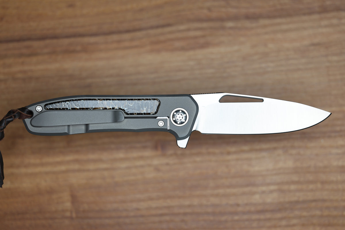 ARNO BERNARD IMAMBA FLIPPER BROWN KUDO BONE INLAY SKELETONIZED RWL34 BLADE (PREOWNED)