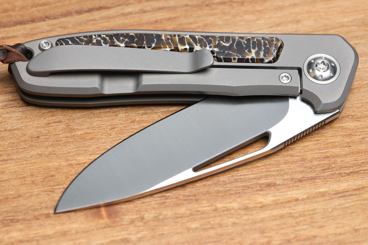 ARNO BERNARD IMAMBA FLIPPER BROWN KUDO BONE INLAY SKELETONIZED RWL34 BLADE (PREOWNED)