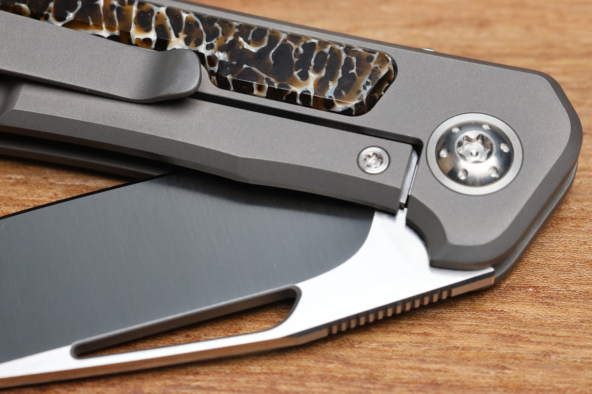 ARNO BERNARD IMAMBA FLIPPER BROWN KUDO BONE INLAY SKELETONIZED RWL34 BLADE (PREOWNED)