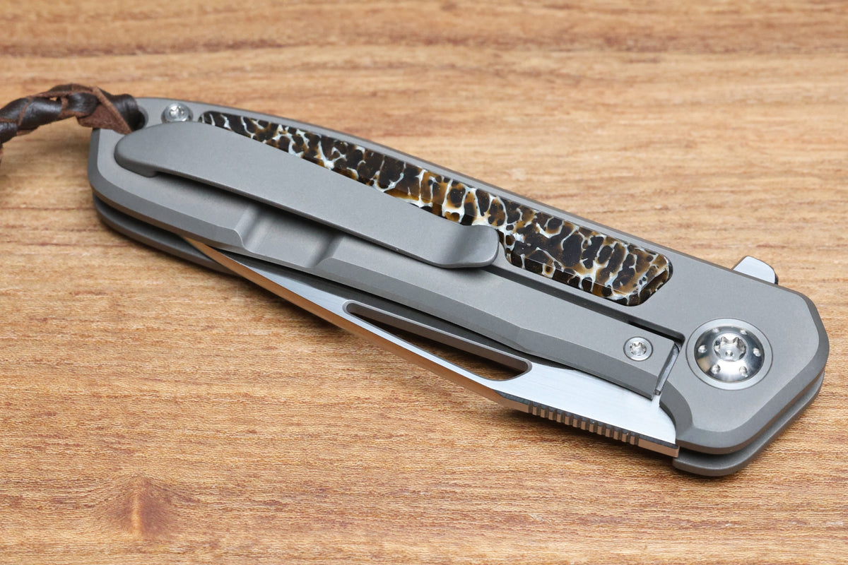 ARNO BERNARD IMAMBA FLIPPER BROWN KUDO BONE INLAY SKELETONIZED RWL34 BLADE (PREOWNED)