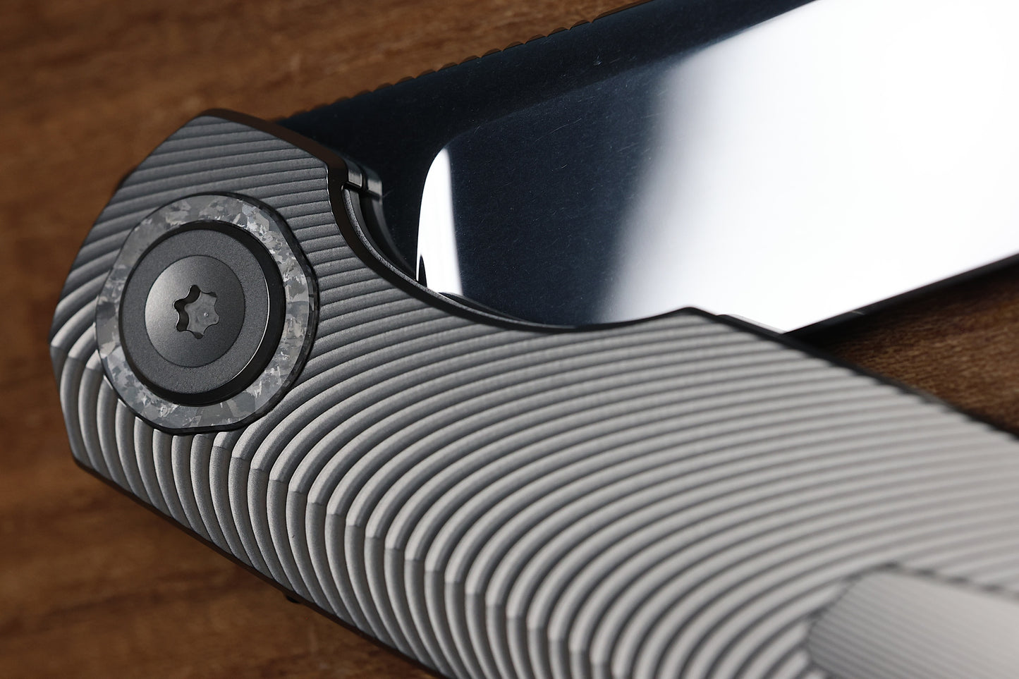 HOLT BLADEWORKS MORPHEUS - BURNISHED FLUX TITANIUM NEAR MIRROR M390 BLADE MR1873