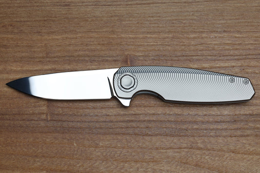 HOLT BLADEWORKS MORPHEUS - BURNISHED FLUX TITANIUM NEAR MIRROR M390 BLADE MR1873