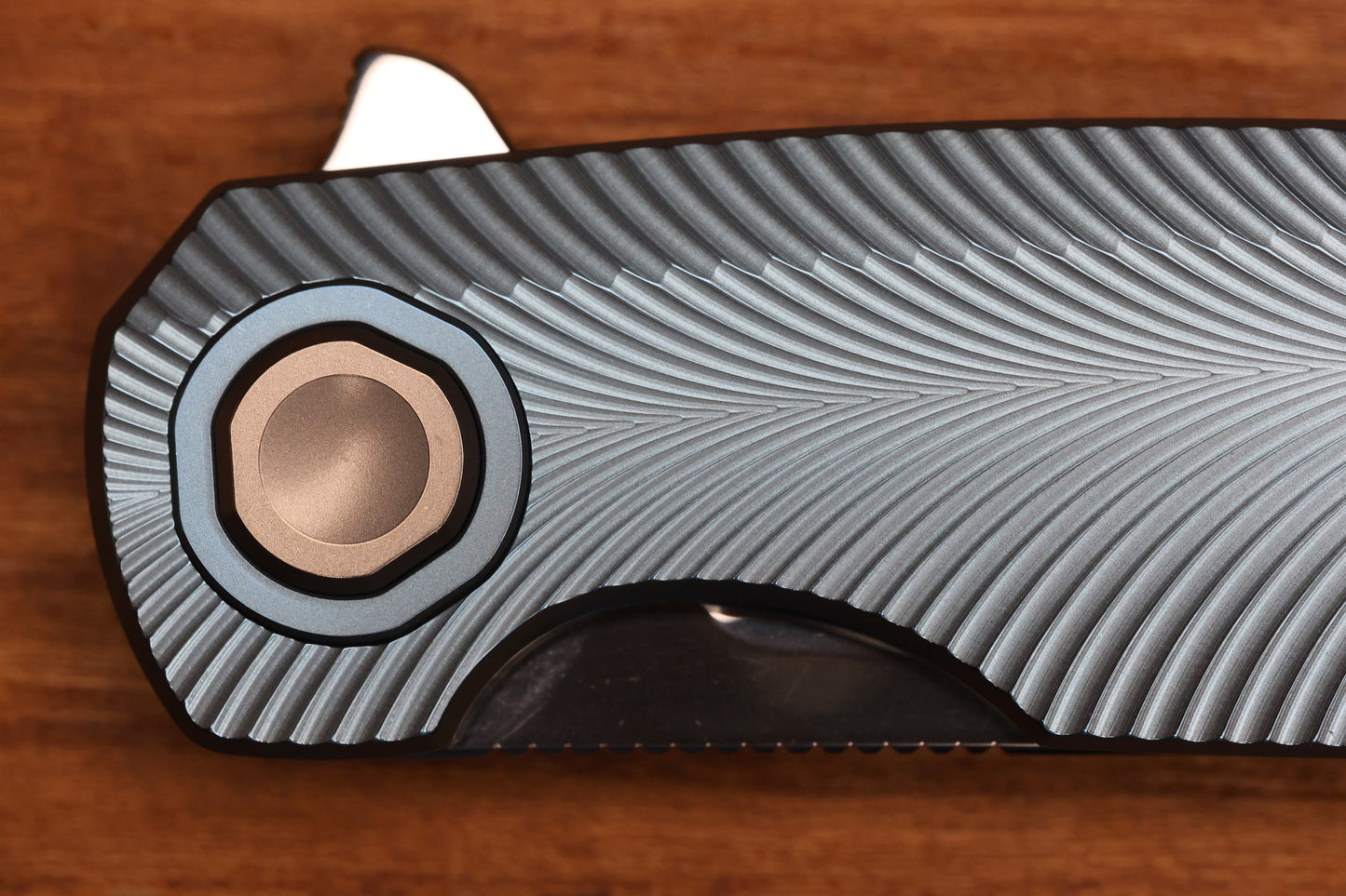 HOLT BLADEWORKS MORPHEUS FEATHER BURNISHED BLUE ANO TITANIUM NEAR MIRROR M390 BLADE MR1866