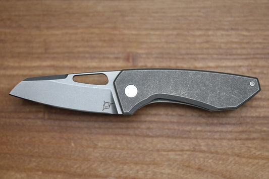 SHARKNIVCO M11-38 BLASTED STONEWASH TITANIUM HANDLE POLISHED STONEWASH RWL34 BLADE