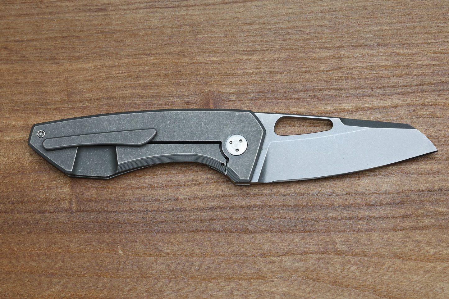 SHARKNIVCO M11-38 BLASTED STONEWASH TITANIUM HANDLE POLISHED STONEWASH RWL34 BLADE