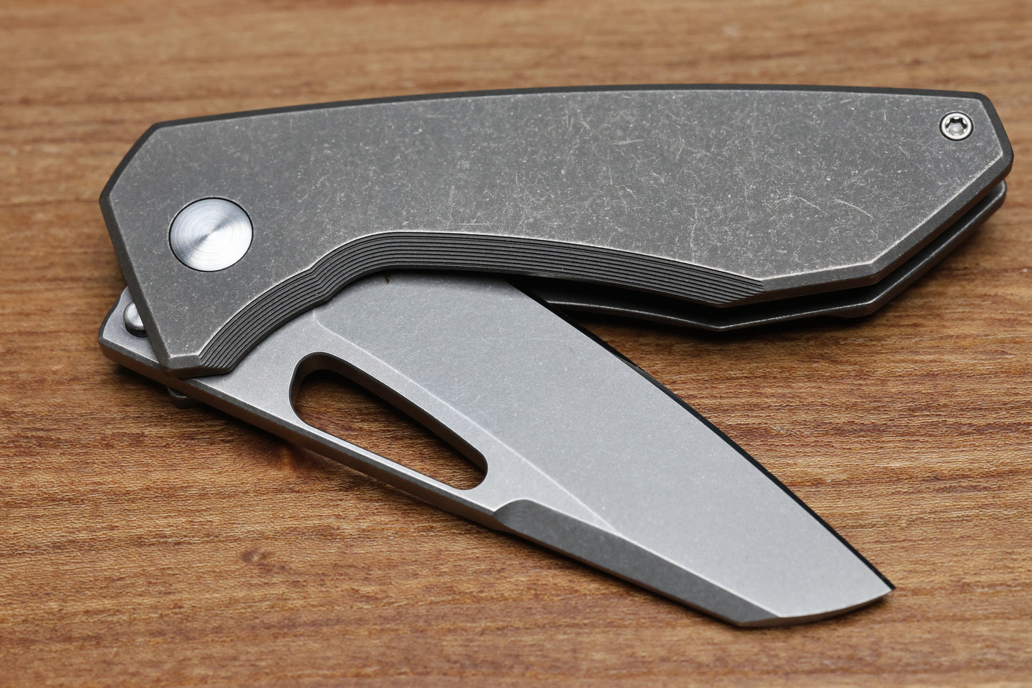 SHARKNIVCO M11-38 BLASTED STONEWASH TITANIUM HANDLE POLISHED STONEWASH RWL34 BLADE