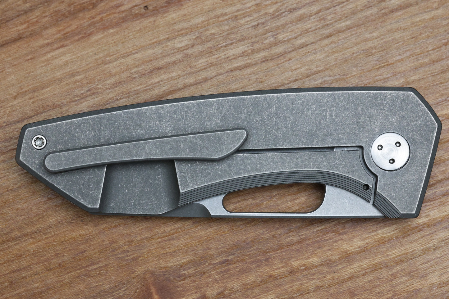 SHARKNIVCO M11-38 BLASTED STONEWASH TITANIUM HANDLE POLISHED STONEWASH RWL34 BLADE