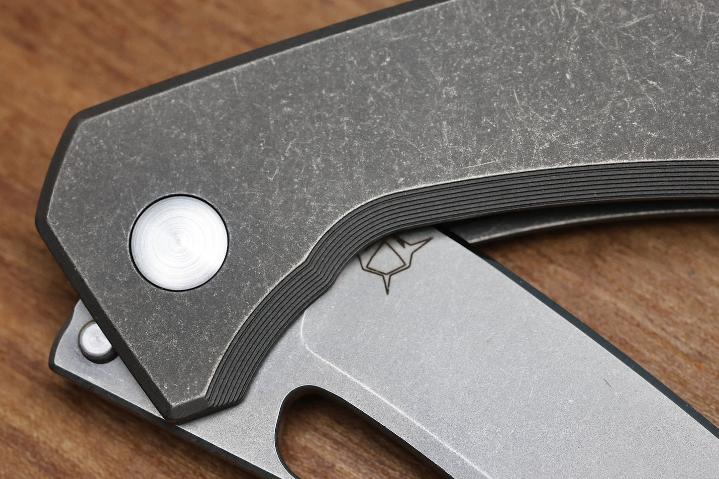 SHARKNIVCO M11-38 BLASTED STONEWASH TITANIUM HANDLE POLISHED STONEWASH RWL34 BLADE