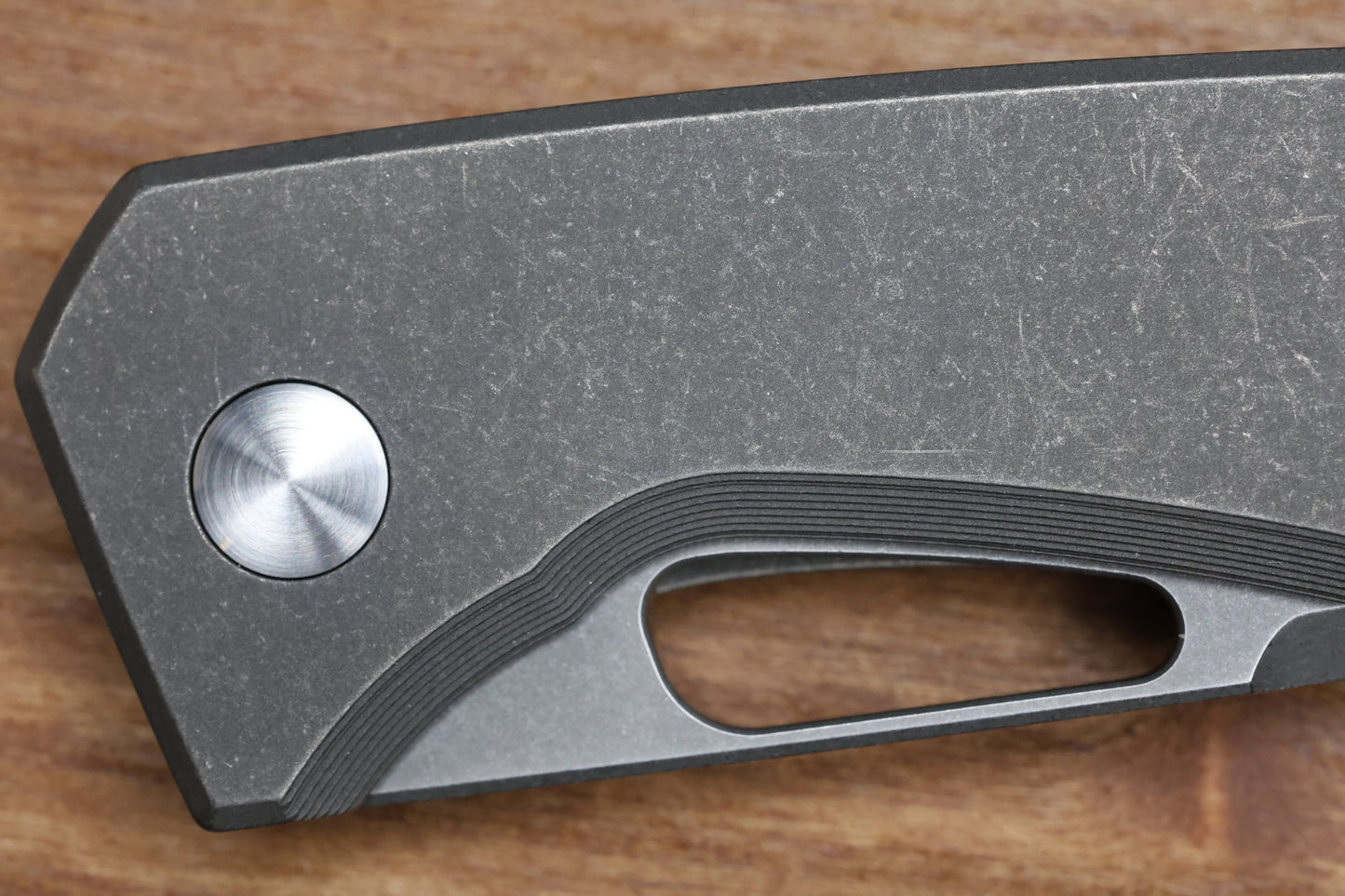 SHARKNIVCO M11-38 BLASTED STONEWASH TITANIUM HANDLE POLISHED STONEWASH RWL34 BLADE