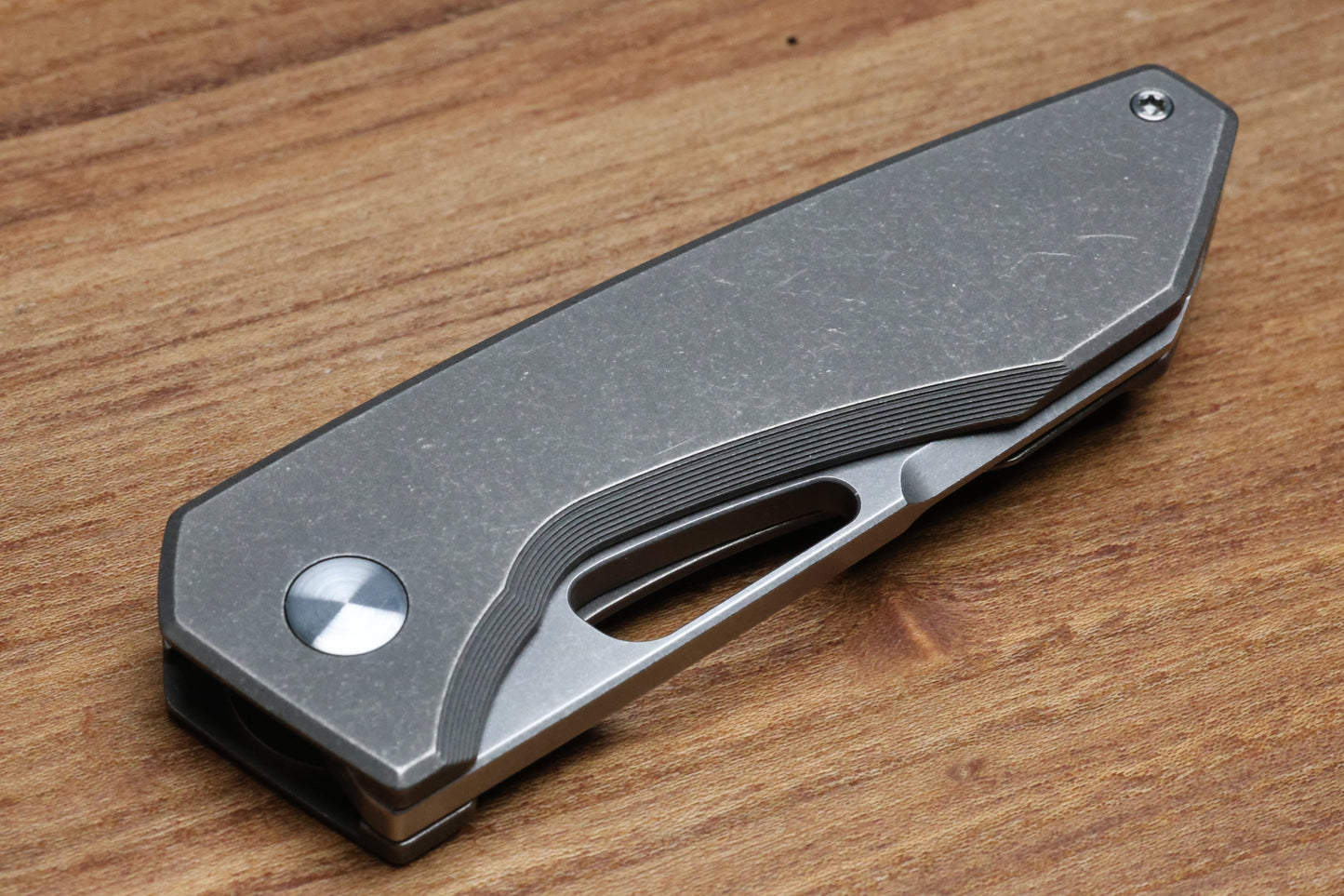 SHARKNIVCO M11-38 BLASTED STONEWASH TITANIUM HANDLE POLISHED STONEWASH RWL34 BLADE