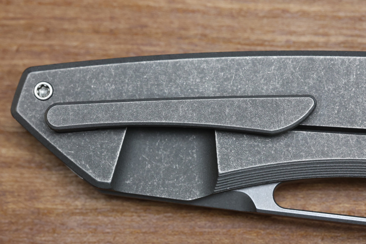 SHARKNIVCO M11-38 BLASTED STONEWASH TITANIUM HANDLE POLISHED STONEWASH RWL34 BLADE