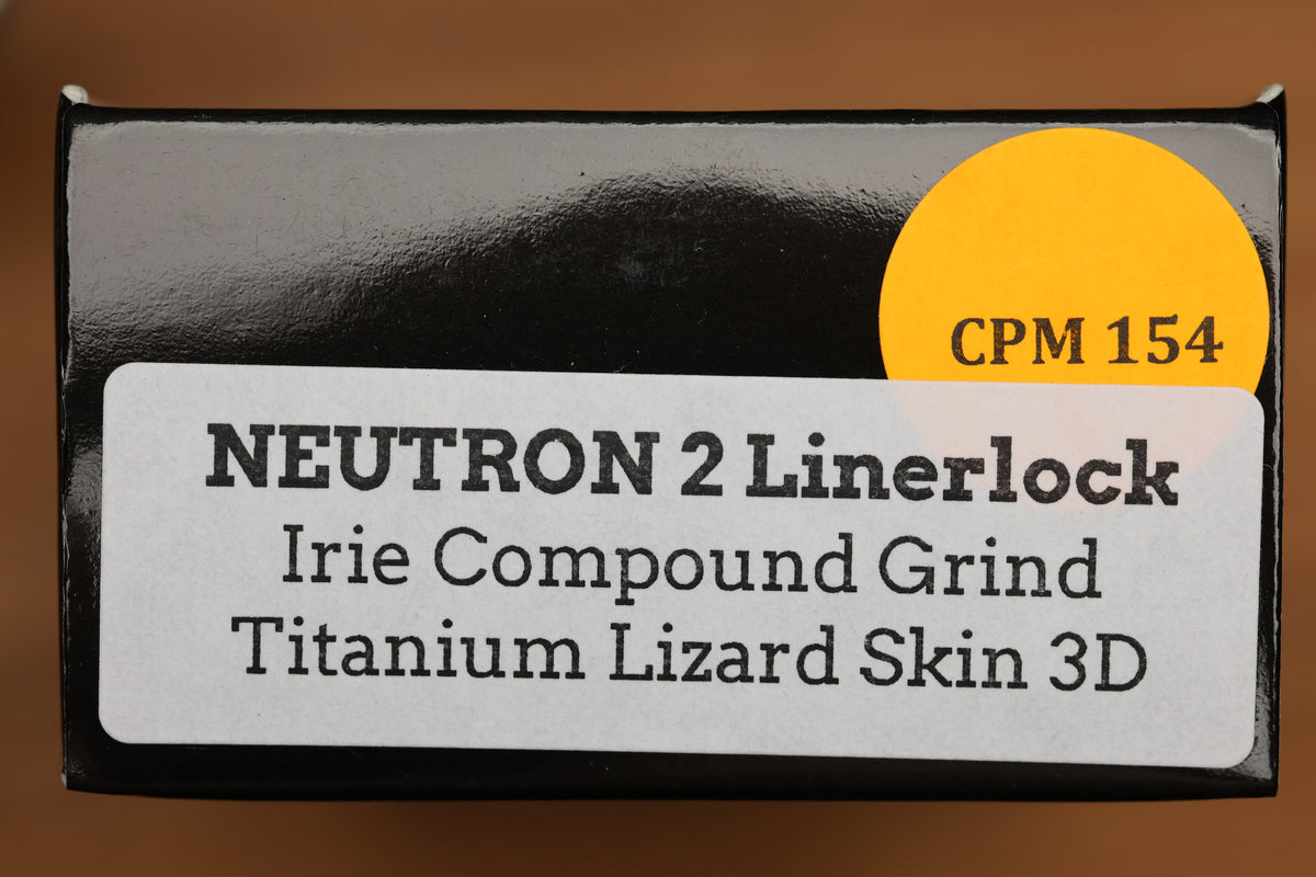 THREE RIVERS MANUFACTURING NEUTRON 2 MIKE IRIE COMPOUND MIRROR GRIND LIZARD SKIN TITANIUM 3" CPM 154