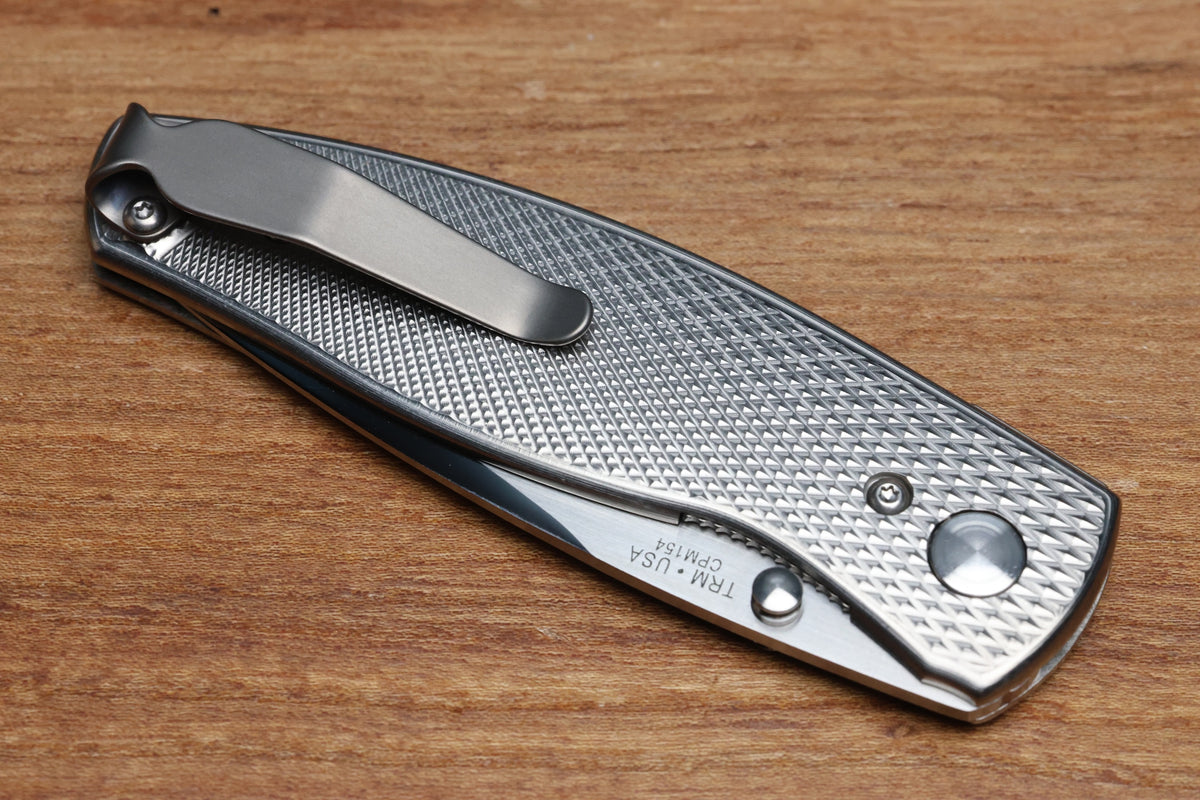THREE RIVERS MANUFACTURING NEUTRON 2 MIKE IRIE COMPOUND MIRROR GRIND LIZARD SKIN TITANIUM 3" CPM 154