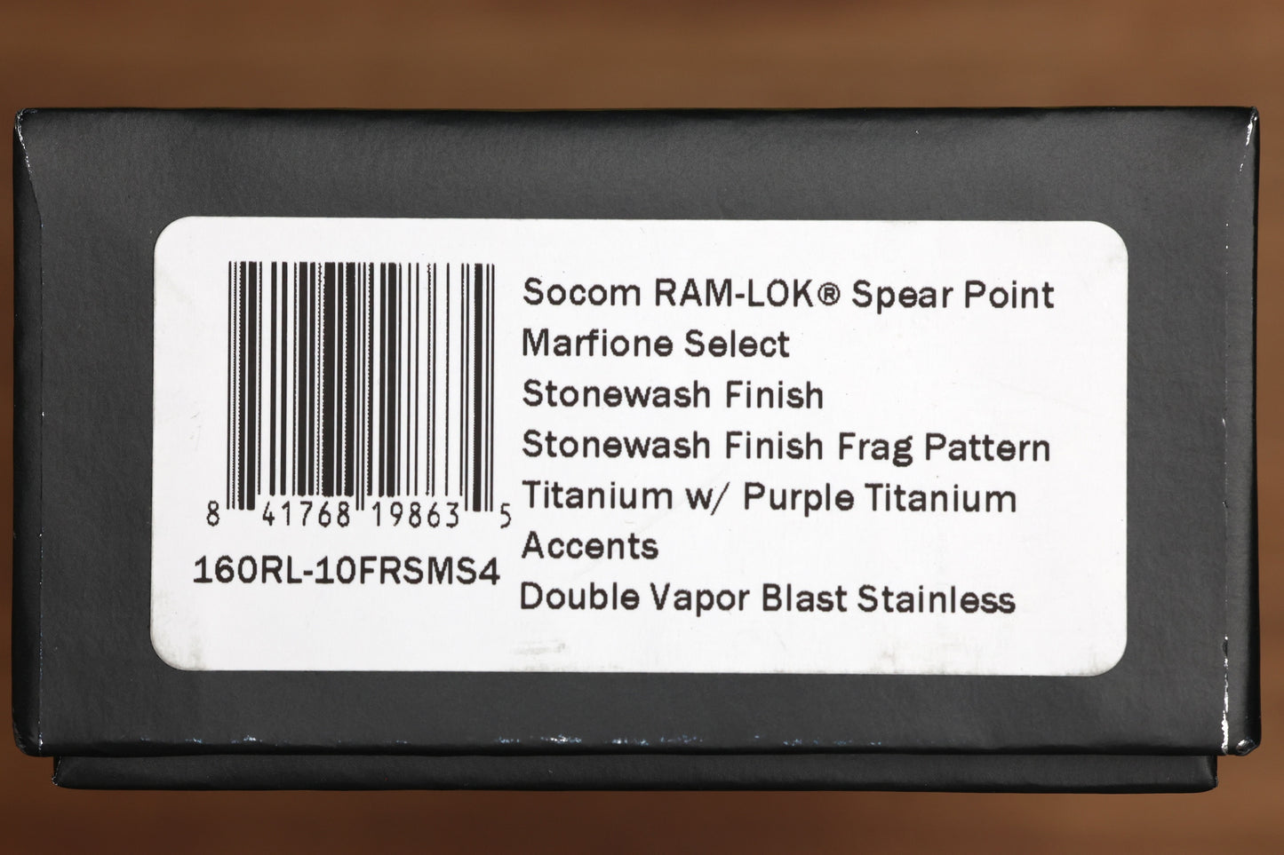 MICROTECH MARFIONE SELECT SOCOM RAM-LOK SPEAR POINT STONEWASH FRAG TITANIUM W/ PURPLE TI ACCENT 160RL-10FRSMS4