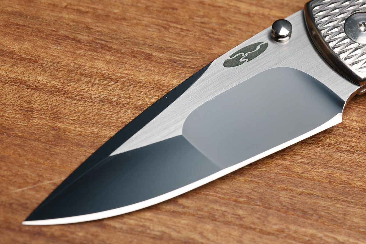 THREE RIVERS MANUFACTURING NEUTRON 2 MIKE IRIE COMPOUND MIRROR GRIND LIZARD SKIN TITANIUM 3" CPM 154