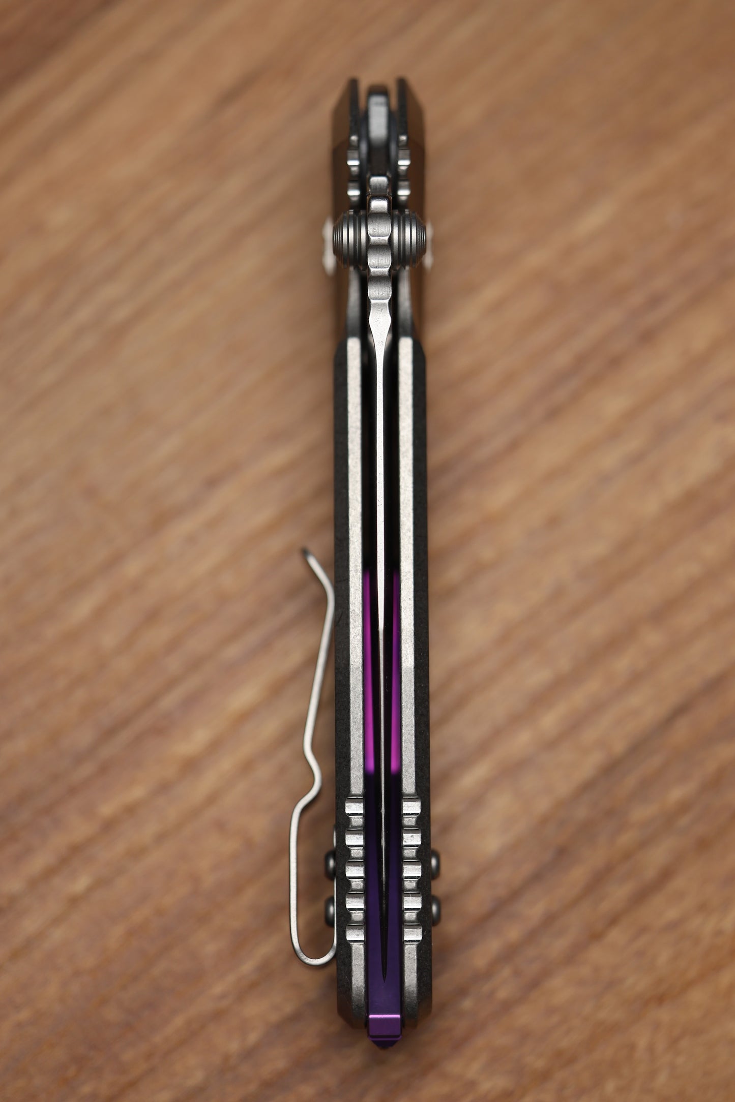 MICROTECH MARFIONE SELECT SOCOM RAM-LOK SPEAR POINT STONEWASH FRAG TITANIUM W/ PURPLE TI ACCENT 160RL-10FRSMS4