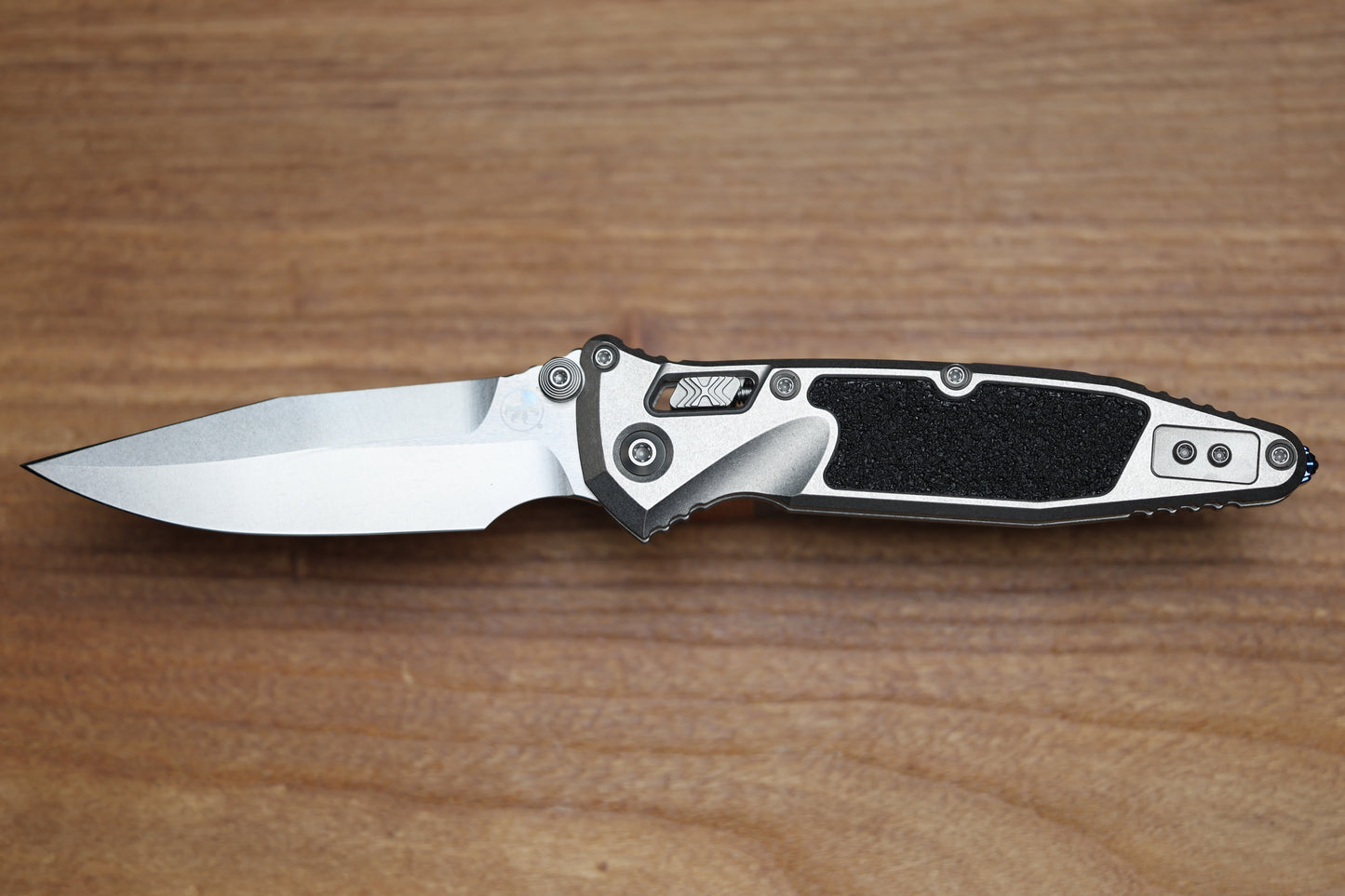 MICROTECH MARFIONE SELECT SOCOM RAM-LOK SPEAR POINT STONEWASH TITANIUM TEXTURED INLAY W/ BLUE TI ACCENT 160RL-10SMS3