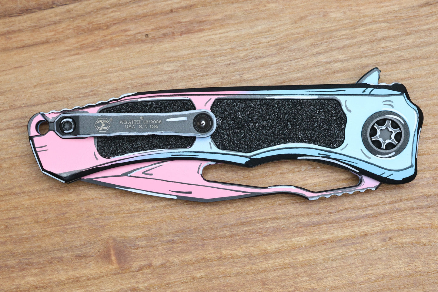 HERETIC KNIVES WRAITH V4 MANUAL COTTON CANDY CEL SHADE W/ MAGNACUT H001-CS-CC