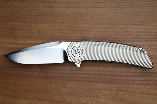 SKIFF MADE BLADES FUGITIVE MILLED TITANIUM SCALES TITANIUM HARDWARE SATIN CPM154 BLADE #229