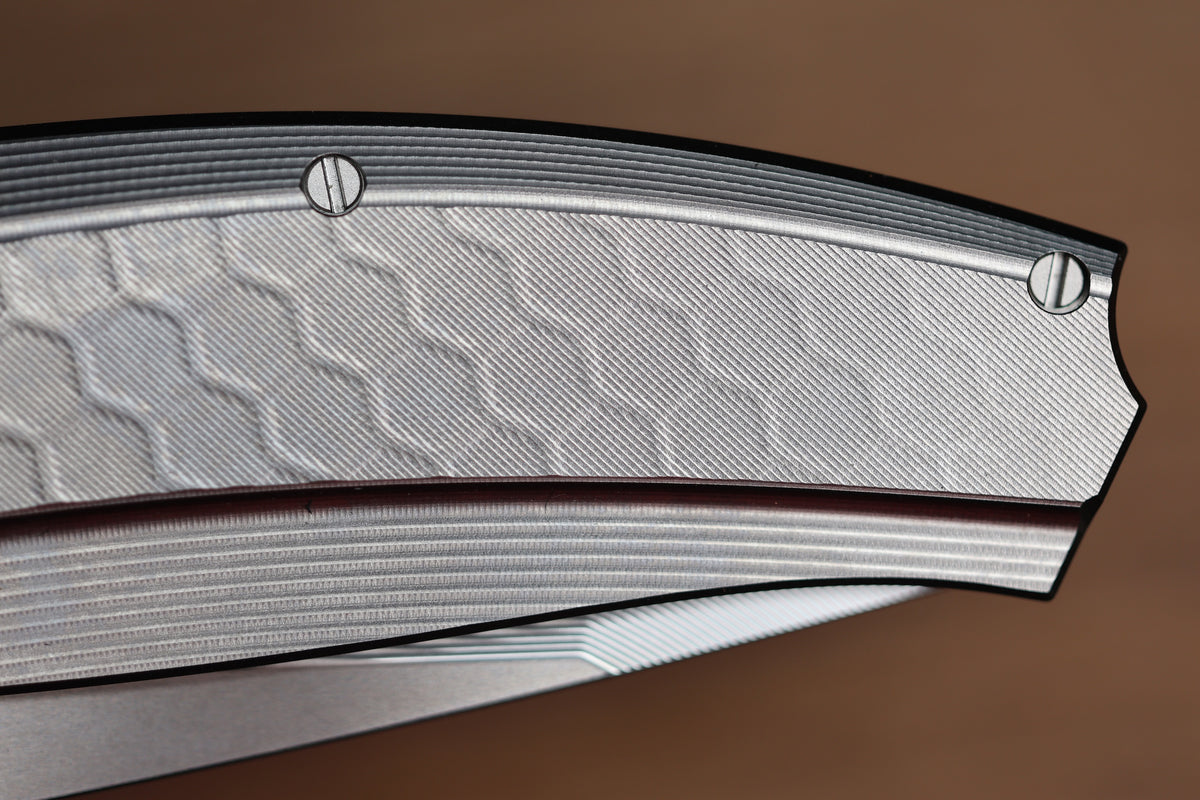 HOG HOUSE KNIVES VELI - TITANIUM HANDLE W/ HONEYCOMB FADE MILLING - RWL-34 BLADE