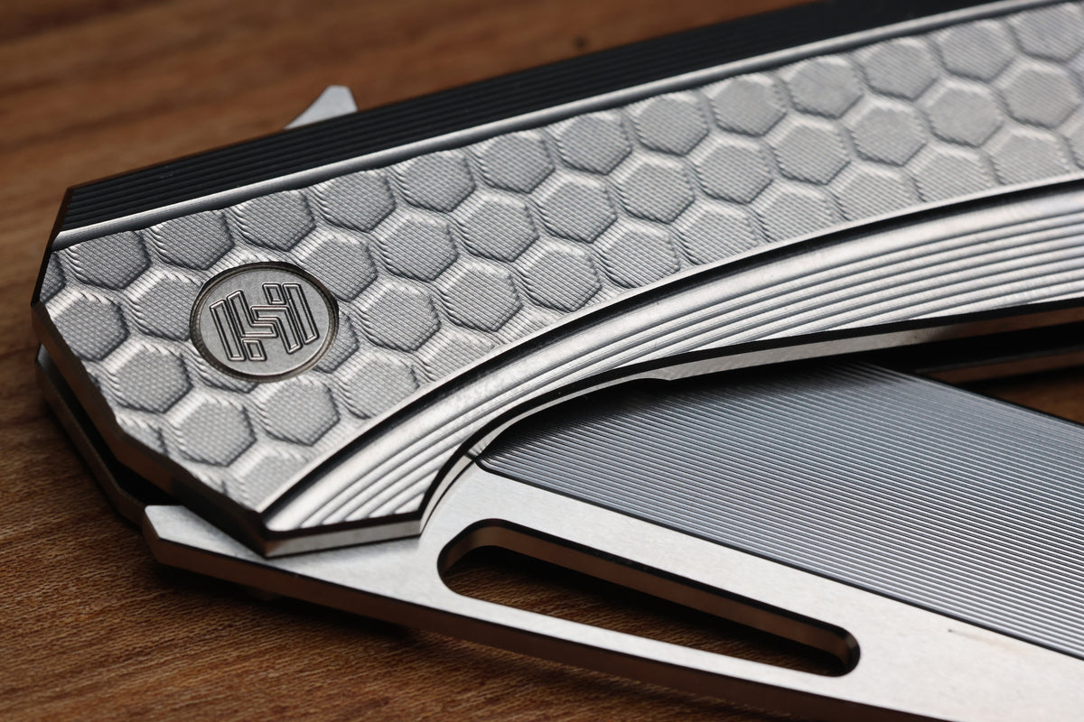HOG HOUSE KNIVES VELI - TITANIUM HANDLE W/ HONEYCOMB FADE MILLING - RWL-34 BLADE